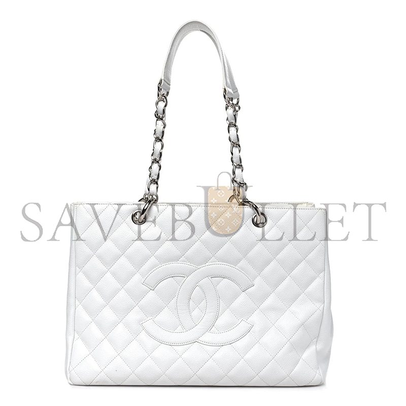 Ch**el caviar quilted grand shopping tote white (34*24*13cm)